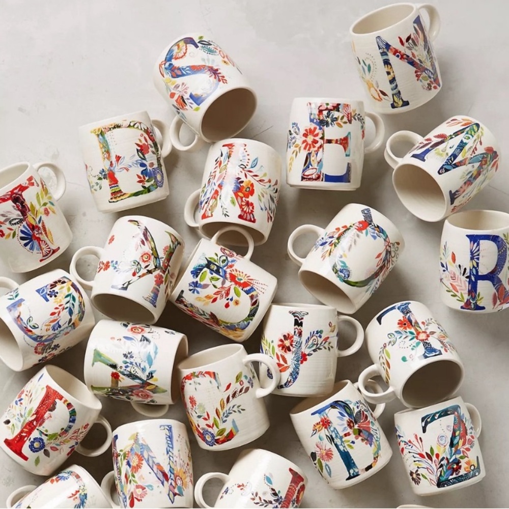 Anthropologie Starla Halfman ‘A’ Mug